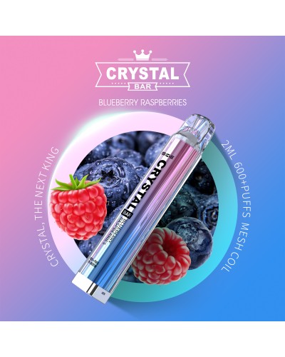 E-Cigarette Crystal Blueberry Raspberries 2% de nicotine 600 Puffs